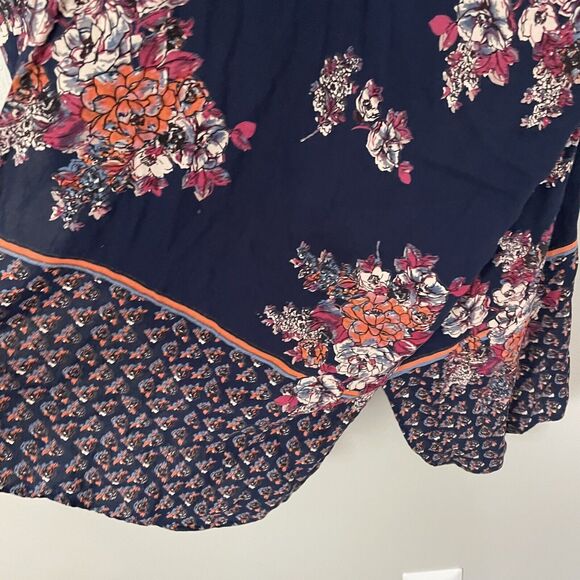 Angie Size S Navy Blue Floral Print Open Front Kimono - Picture 2 of 6